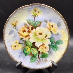 1970s Artist Roses Plate - Japanese Ceramic - Norleans