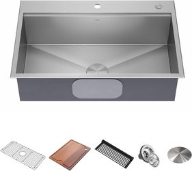 KRAUS Kore 33” Workstation Kitchen Sink 16-Gauge Stainless KWT330-33