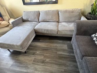 Modern Gray Chaise Sectional Couch