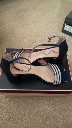 Nina Navy Blue Rhinestone Heeled Sandals