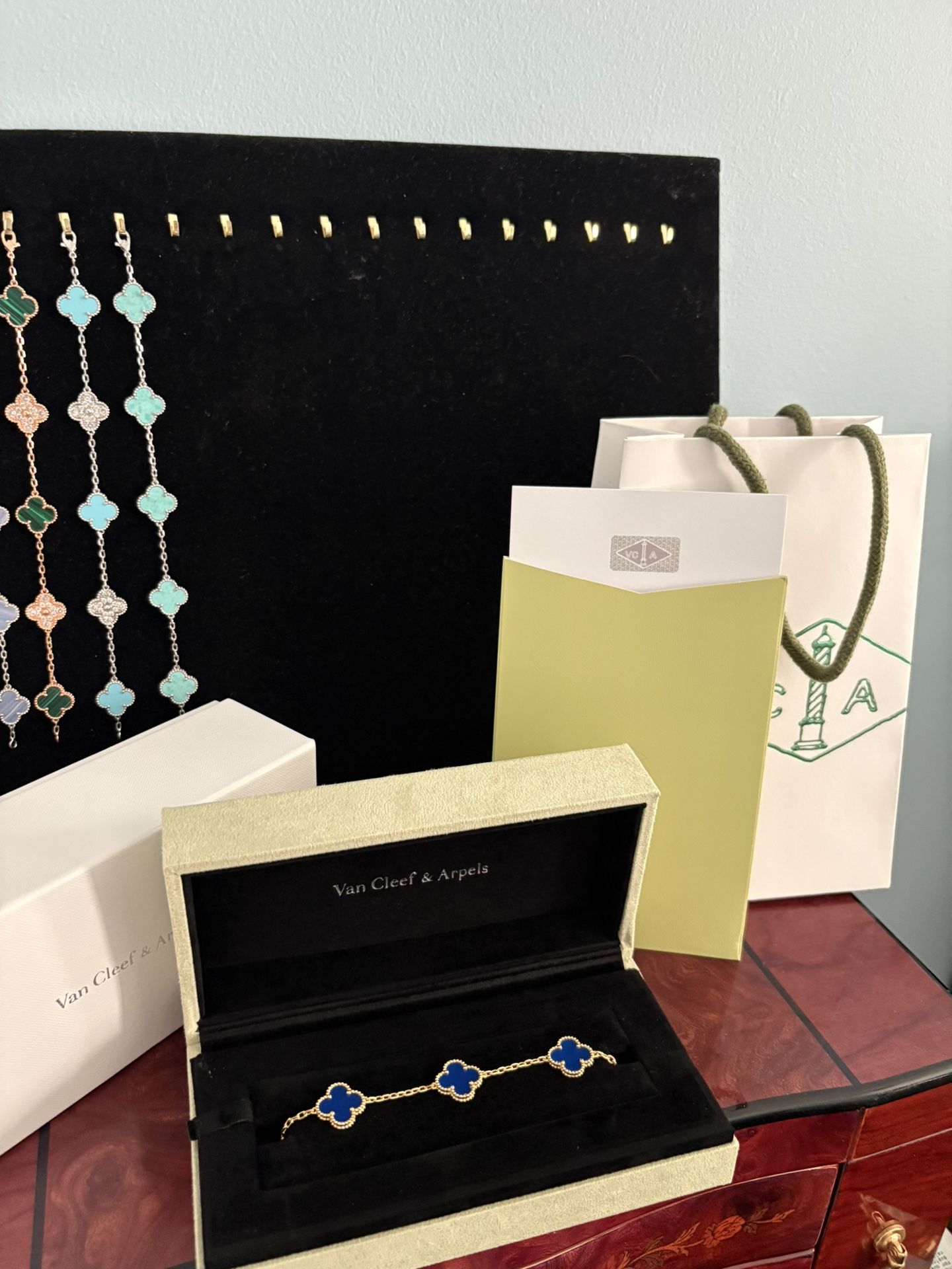 Blue And Gold Clover Bracelet