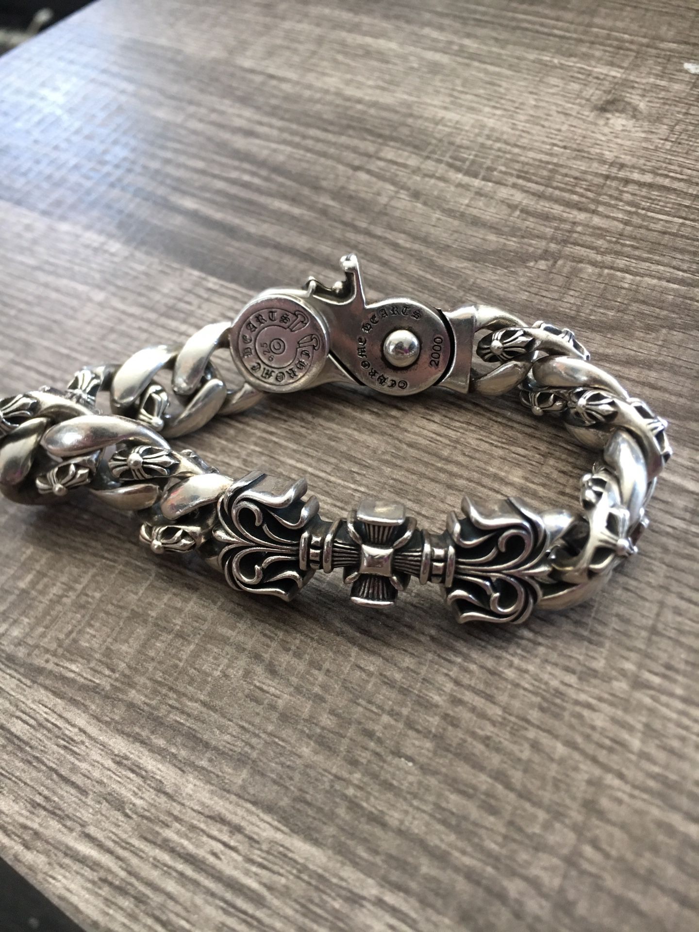 Chrome Hearts Extra Fancy Cuabn Link Lobster Clasp Silver Bracelet