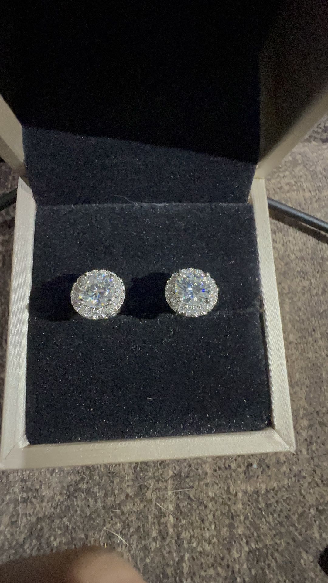 Moissanite Diamond Round Pave Earrings 6.5mm