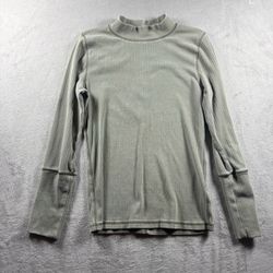 Free People We The Free The Rickie Top Ribbed Mock Neck Women’s L Green #7A