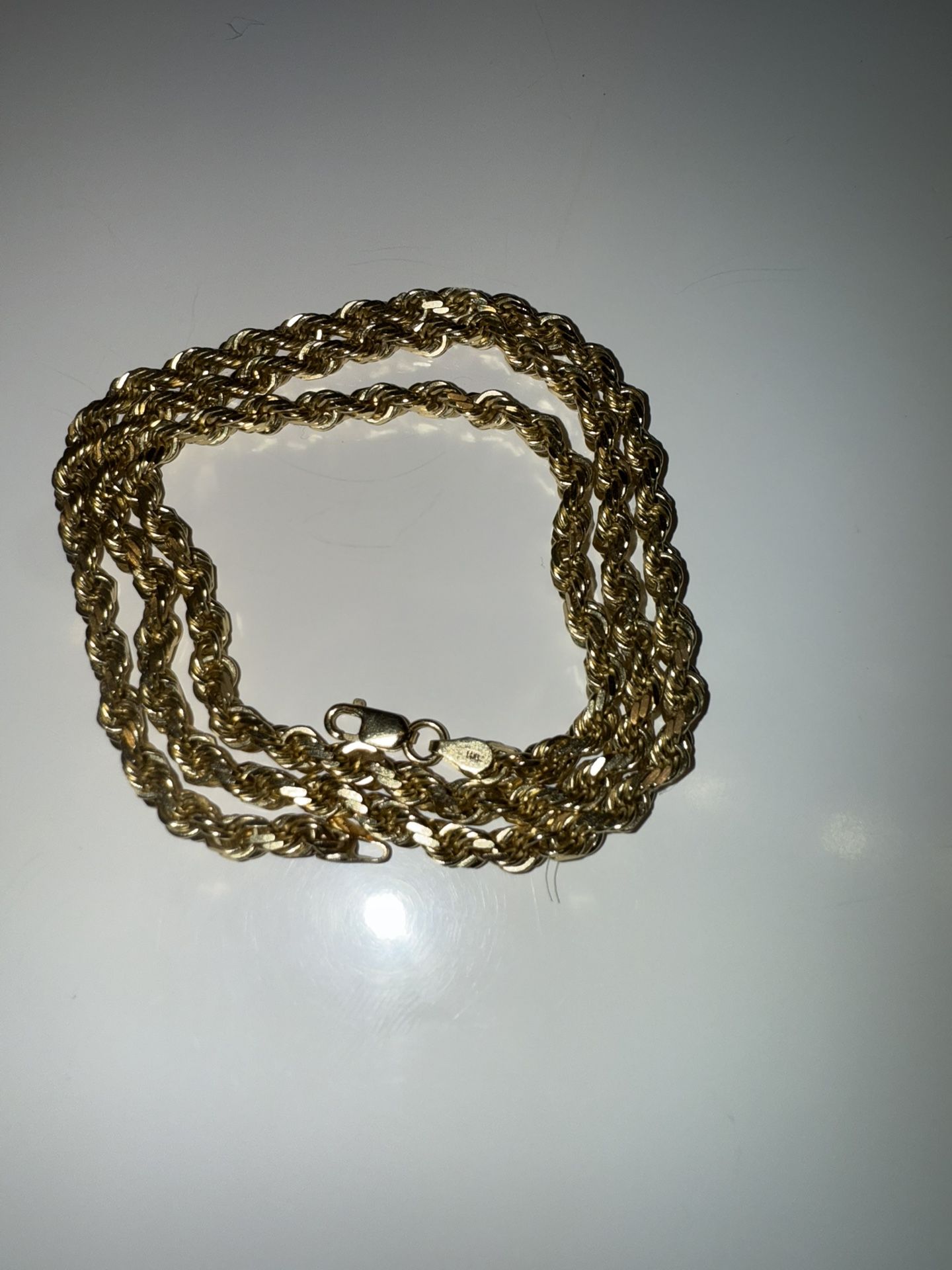 14kt SOLID GOLD ROPE CHAIN 4mm 20 inch