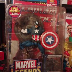 Marvel Legends Toybiz 2004 Ultimate Captain America Avengers Series VIII Action Figure with Stand, Shield, Comic and Card.