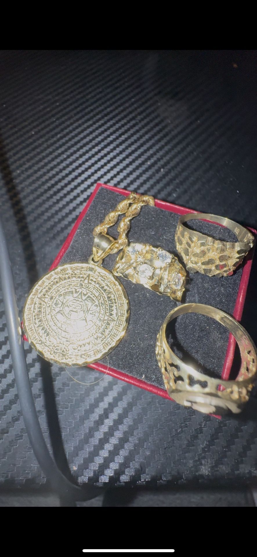 Gold Rings Chain And Pendant