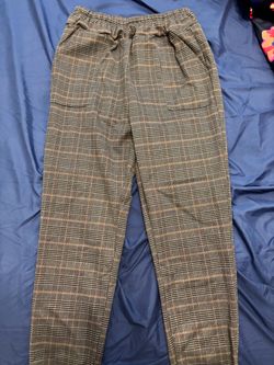 Plaid Drawstring Casual Pants