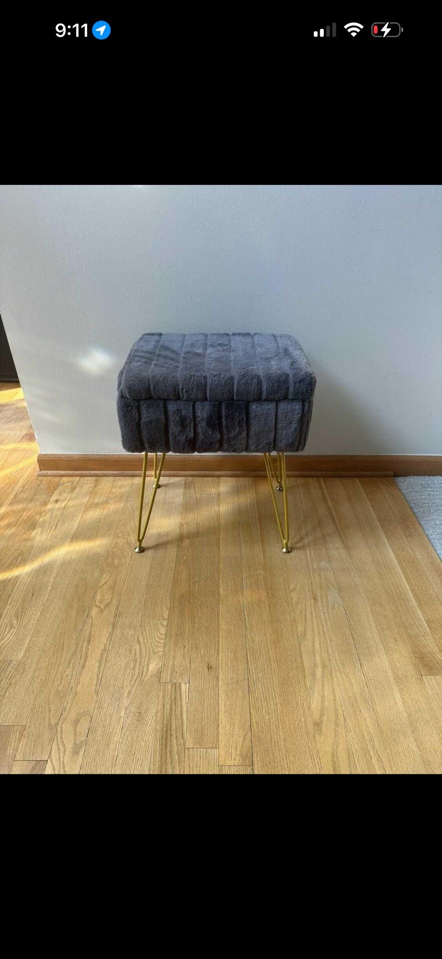 Faux Fur square vanity stool