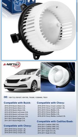 AC Blower Motor Fan Fits for 2010-2016 Chevrolet Cruze, 2013-2015 Chevy Malibu, 2010-2016 Buick LaCrosse/Regal/Allure/Cadillac SRX, 2010-2011 Saab 9-5