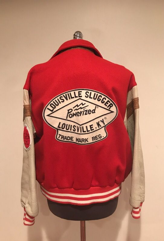 Vintage Louisville Slugger Bat Hillerich Bradsby Varsity Jacket Sz Small  Leather