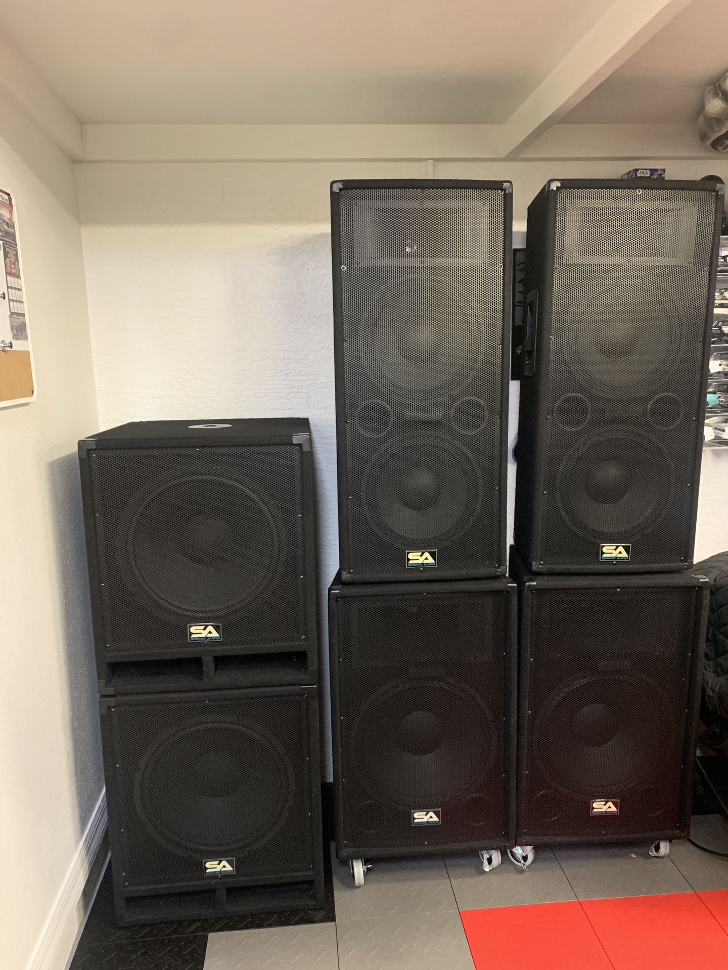 SEISMIC AUDIO DJ SPEAKER SYSTEM 4 FULL RANGE SPEAKERS & 2 BABY TREMORS NEW CONDITION