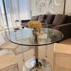 Glass Dining Table + 4 Ghost Chairs + Couch + Coffee Table + Tv Stand + Tv + Dresser + Nightstand