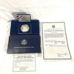 Mint condition sealed in capsule with case and certificate 1987 liberty silver dollar proof