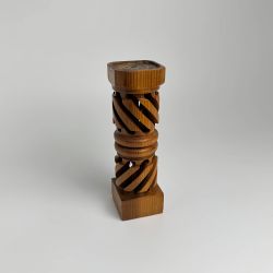 Vintage Hand Carved Spiral Wooden Candle Holder