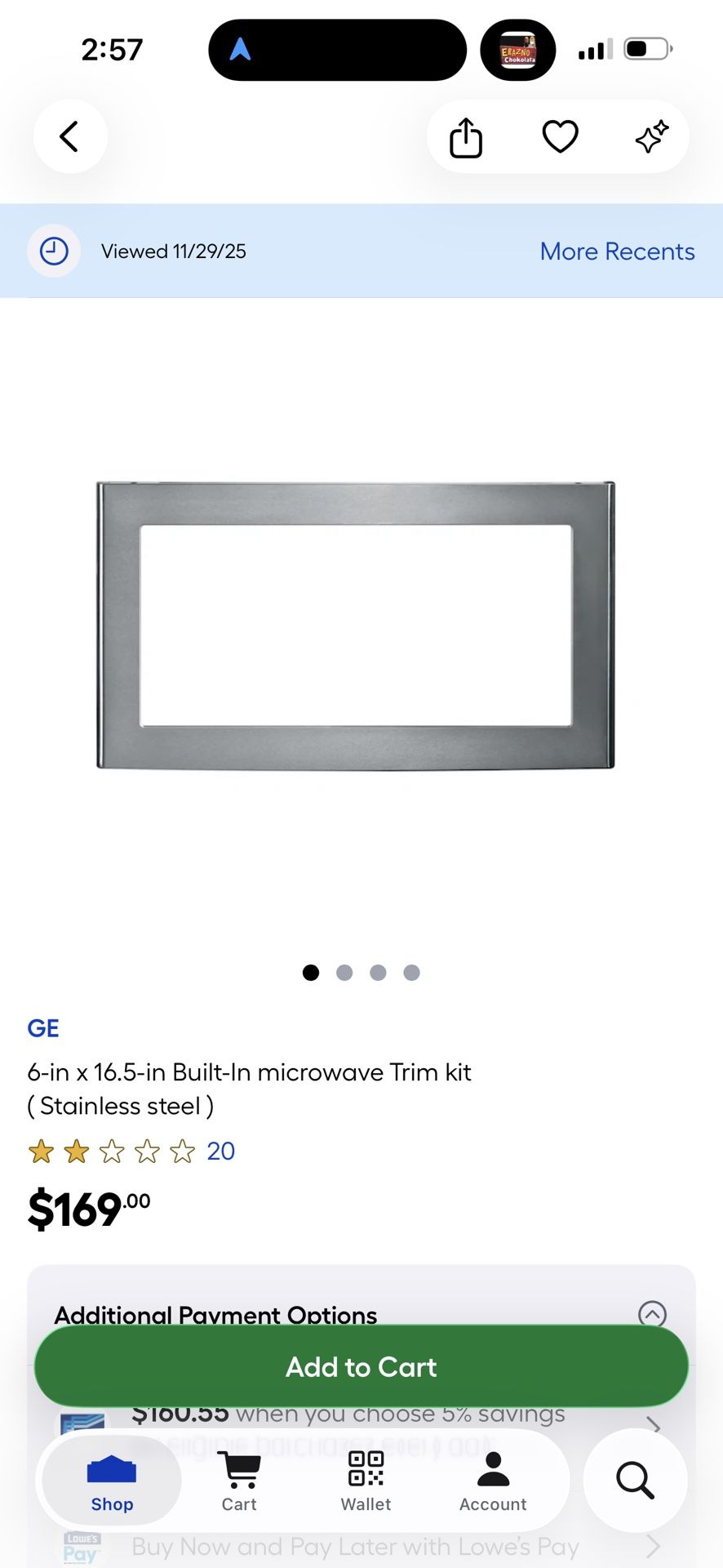GE 6 in x 16.5 in Built In microwave Trim kit (Stainless steel)
