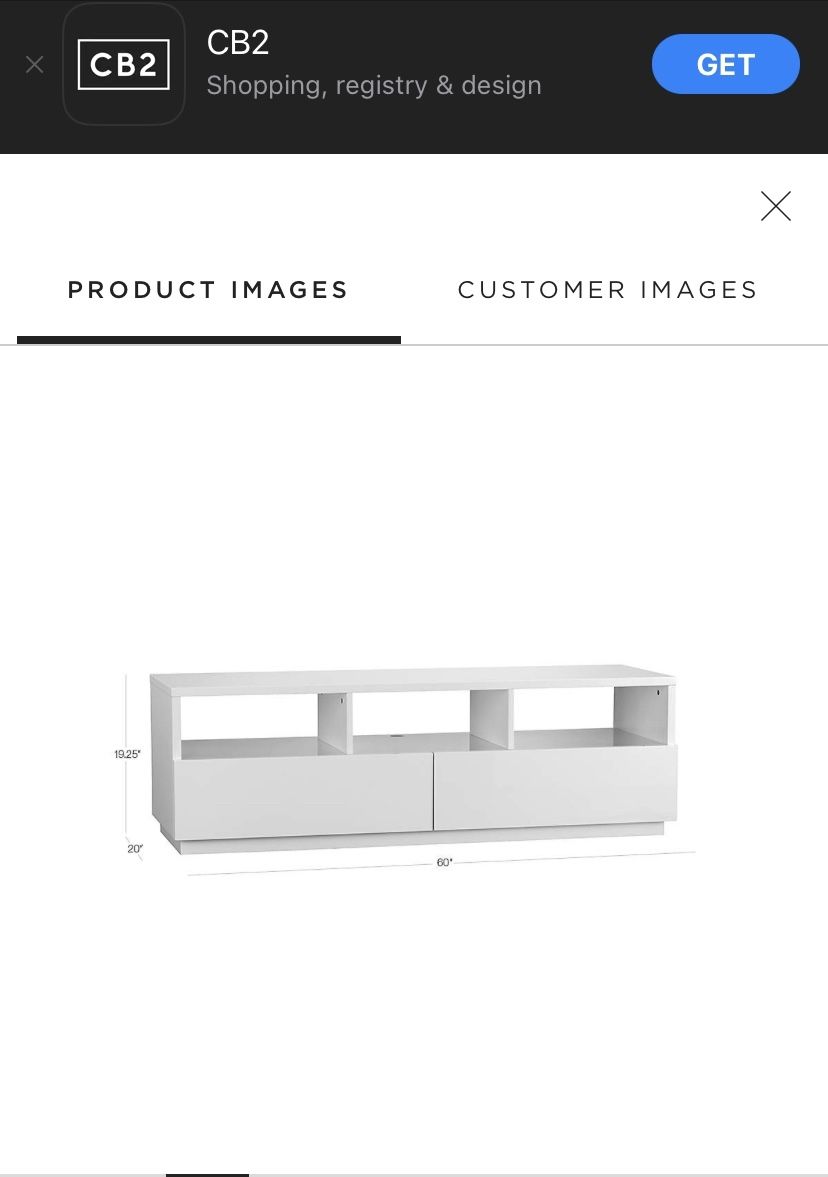 Cb2 High Gloss TV Console Dresser Tv Stand Media Center Entree Table 