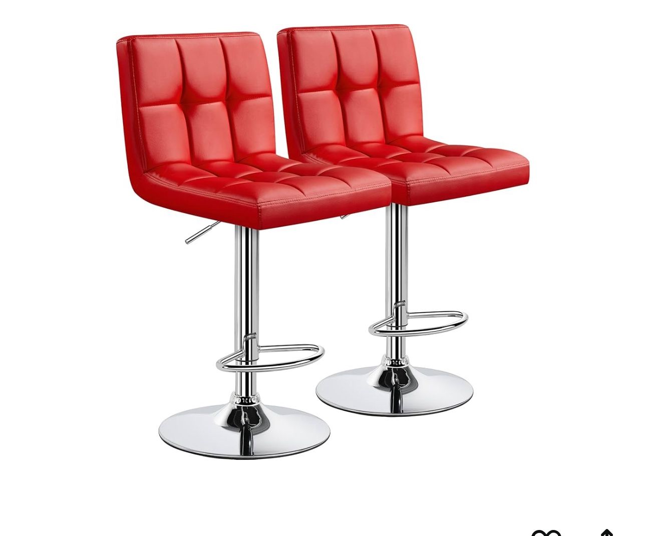 Yaheetech Bar Stools Set of 2, Adjustable PU Leather Swivel Barstools, Modern Counter Stools with Back and Footrest, Counter Height Barstools for Bar,