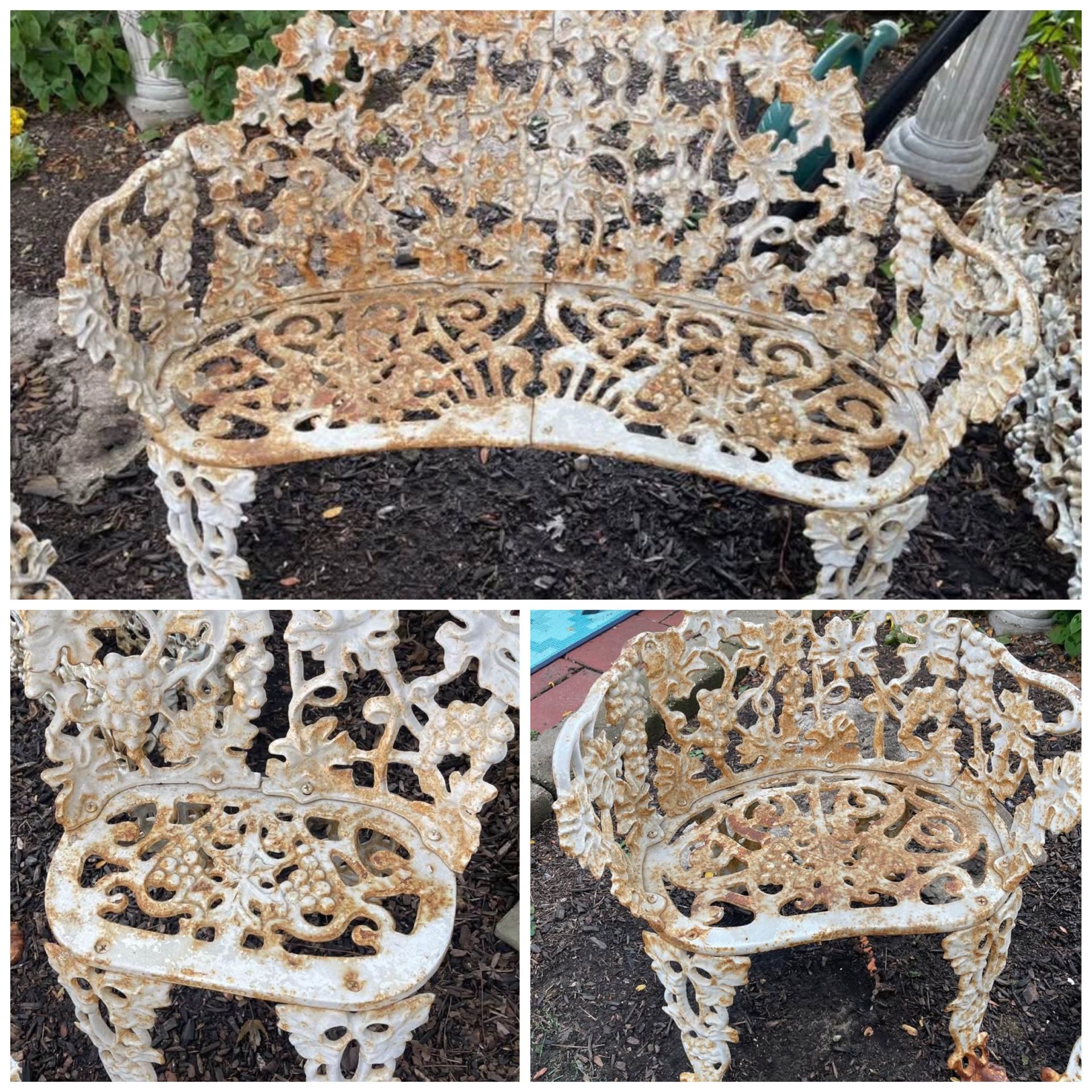 Vintage 3 Piece Cast Iron Patio Set