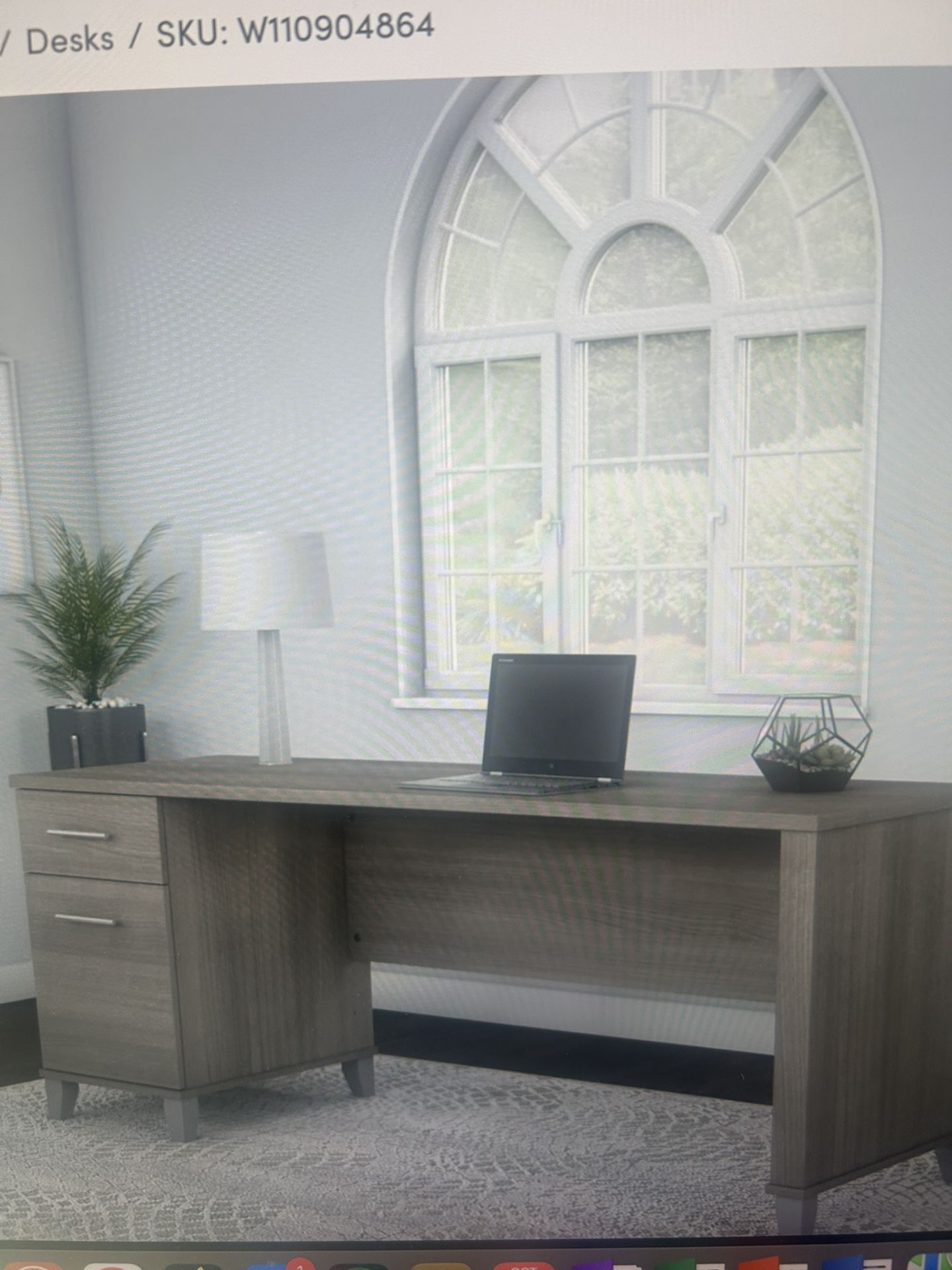 Free: 72”W Office Desk In Brown/Gray Color