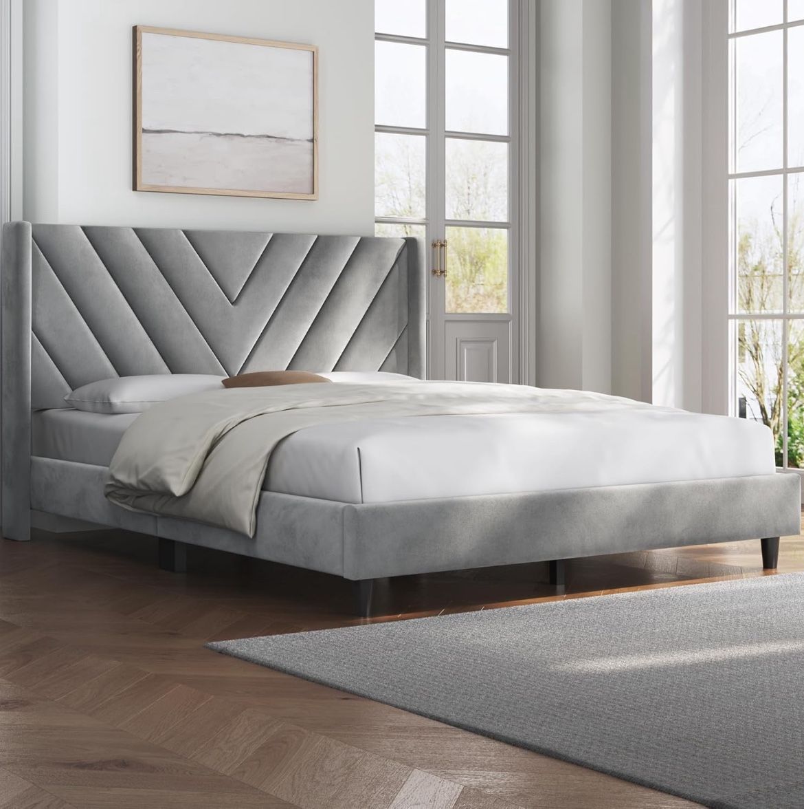 Queen Bed Frame with New 10” Memory Foam Mattress