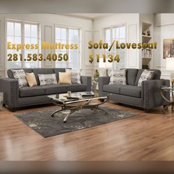 Sofa & Loveseat w/ Nailhead Design