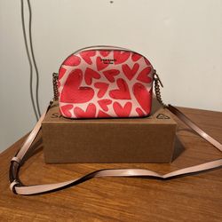 Kate Spade Red/Pink Hearts Crossbody Bag Small Spencer Ever Fallen Dome