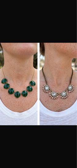 2 wPc Statement Necklace Bundle - Emerald + Blush Crystal