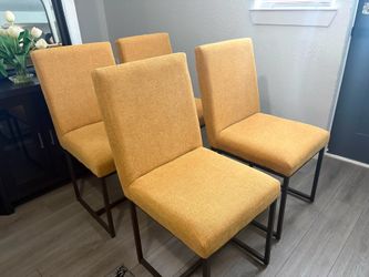 Four Yellow Dining Chairs