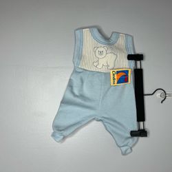 Vintage 70s Carters Teddy Bear Baby Romper 3 Months / 13 Lbs Blue White USA NWT