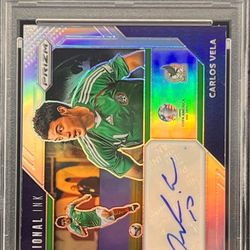 Carlos Vela 2024 Panini Prizm Copa America International INK Auto 01/25 PSA 8 Auto 10