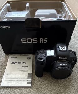 Canon EOS R5 Mirrorless Camera Body w/ Auto Focus Adapter, Box, Manual