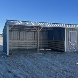 12ft.x24ft. Run-in Shed With Tackroom Horse Barn Cattle Shed 