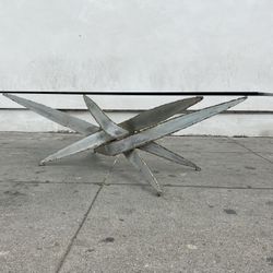 Mid Century Silver Leafed Brutalist Coffee Table by Silas Seandel.