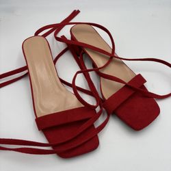 Red Strappy Sandals UK size 43 US 11—1.5” heel 