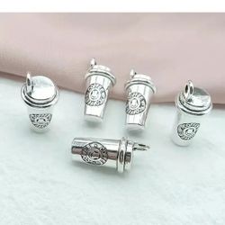 x1 Vintage Silver 3D Coffee Cup Pendant/Charm DIY Jewelry New