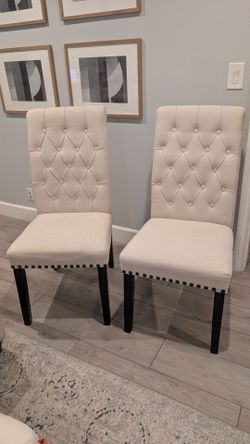 Set of 2 Tufted Upholstered Dining Chairs