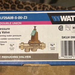 Watts Water Pressure Reducing Valve 3/4” Double Union
