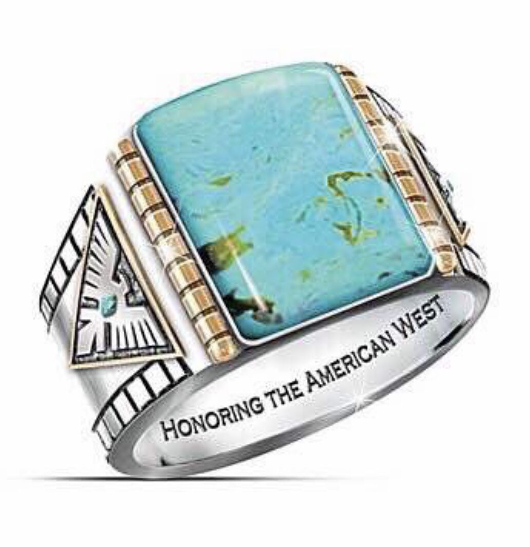 Southwest Created Turquoise Square Ring. Sizes 8 Or 9 *See My Other 800 Items*
