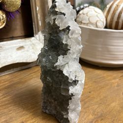 Raw tower of uv reactive calcite and green fluorite