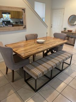 Farmhouse Wood Dining Table with X-Base