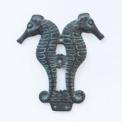 Vintage Solid Brass Seahorse Furniture Ornament Mid Century Nautical