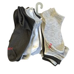 Hanes no show boys socks sz Medium NWT Grey Black White