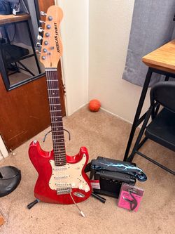 American Spirit Electric Guitar Stratocaster Style, with practice amp