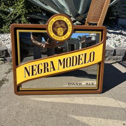 Modelo Beer Mirror Bar Sign — Negra Modelo Beer Advertising Frame Wood — 3D Design — 25.5 x 22