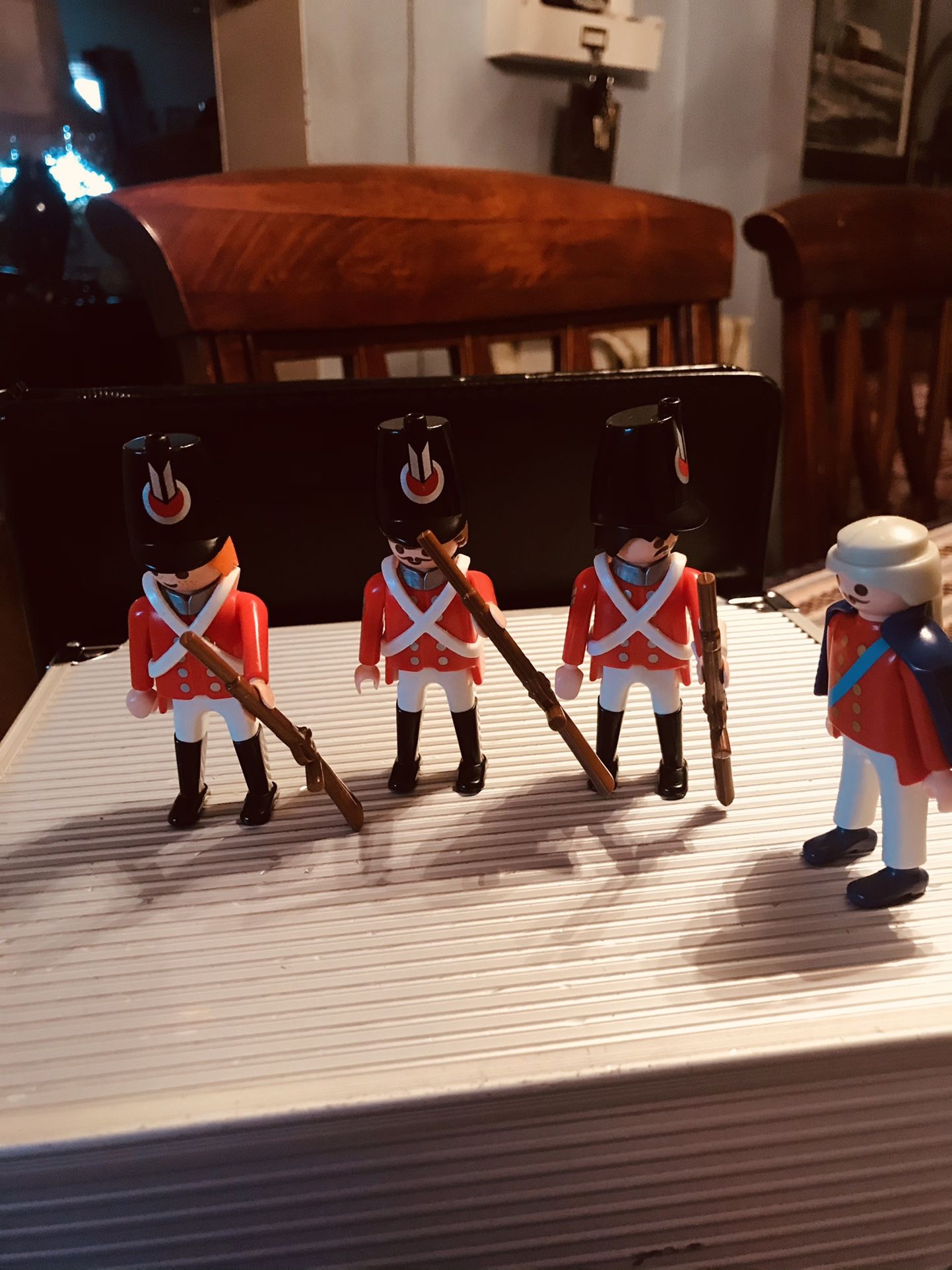 Vintage Playmobil British Soldiers, The Red Tips On Their Hats Are Missing