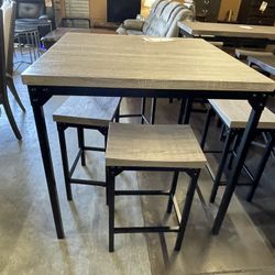 Grey Counter Height Table With 4 Stools