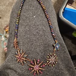 KIRKS FOLLY Watermoon RAINBOW STAR Necklace Copper Tone Crystal
