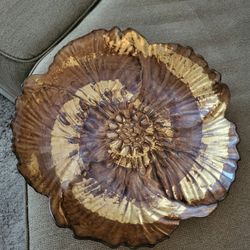 Glass Centerpiece Bowl New Gold Brown 