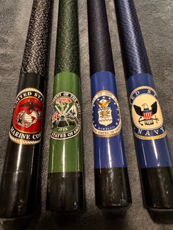 Set of 4 Military Branch Pool Cues